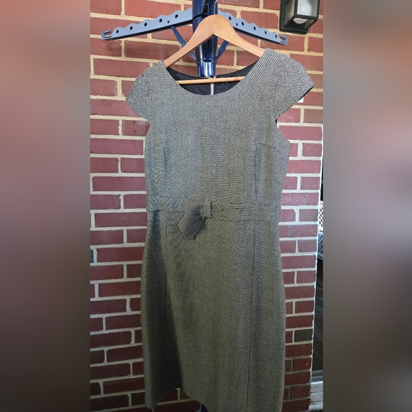 Tocca Wool Blend Textured Midi Dress Cap Sleeve Belted Size 6 Anthropologie - Picture 2 of 5